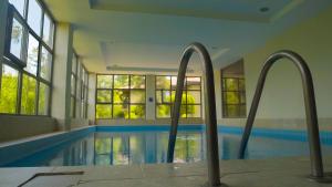 基兹洛特Club Hotel Felicia Village的一座游泳池,里面有两个金属棒