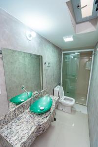 莫罗圣保罗Brisa do Mar Praia Hotel的一间带绿色水槽和卫生间的浴室
