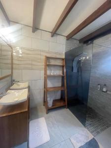 卡夫尔高原Entre Volcan et Montagnes的带淋浴和盥洗盆的浴室
