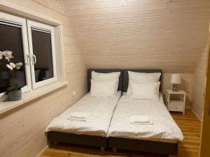 比斯库佩茨Dom z bala的一个小房间的一个床位,设有窗户