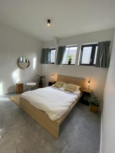里昂YASI Hostel的一间带一张大床的卧室,位于带窗户的房间内