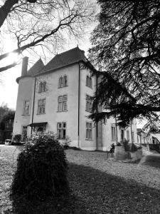 MoreyBed and Breakfast Le Château de Morey的一张大房子的黑白照片