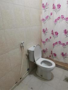安曼شقه مفروشة الجبيهه的一间带卫生间和淋浴帘的浴室