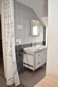 GiongesAuberge Saint Fergeux的一间带水槽和镜子的浴室