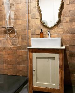 蒙特多尔贝盖迪瑞德拉庄园酒店的一间带水槽和镜子的浴室