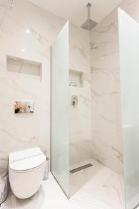 阿菲托斯Eva's House的白色的浴室设有卫生间和淋浴。
