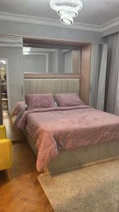 Sheikh Zayedكمبوند بيفرلي هيلز سوديك الشيخ زايد的卧室配有一张带粉红色枕头的大床