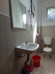 仙本那Warisan Family inn @ Seafront的一间带水槽和卫生间的浴室