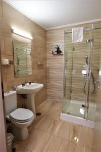 普雷代亚尔Park Luxury Rooms的浴室配有卫生间、盥洗盆和淋浴。