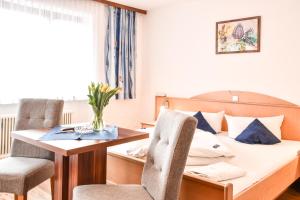 埃尔比格纳尔普Hotel Panorama的酒店客房带一张床、一张桌子和椅子