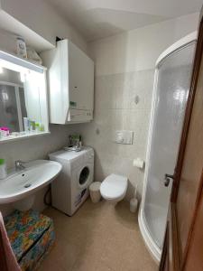 福尔加里亚Santi’s Apartment的一间带水槽、卫生间和淋浴的浴室