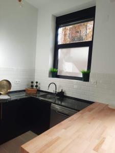 萨莫拉Colon 13的厨房设有水槽和窗户。