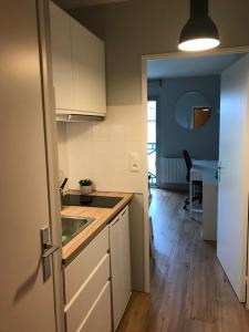 拉蒙维尔圣阿尼Appartement - cœur de Ramonville的厨房配有水槽和台面