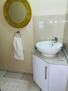 理查兹湾Isibani luxury apartment的浴室设有白色水槽和镜子