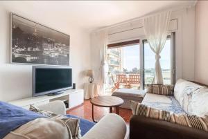 滨海比拉萨尔Apartment Muralla的带沙发和电视的客厅