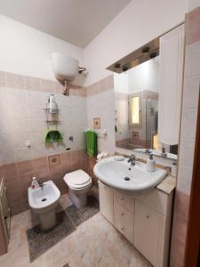 伊格莱西亚斯Casa vacanze Galena的一间带卫生间和水槽的浴室