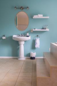 彻梅纳斯By the Bay Lavender Villa的一间带水槽和镜子的浴室