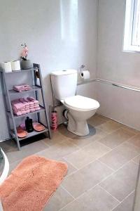 BonnybridgeThe Cabin的浴室配有白色卫生间和毛巾。