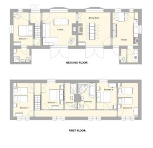 埃德温斯托The East Wing at Rufford Park Lodge, Hot Tub Retreat的地面和房屋的平面图