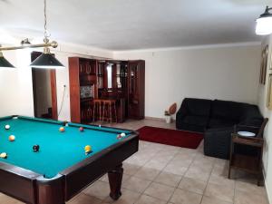 阿泽陶Casa da Vinha Azeitão的客厅配有台球桌和沙发