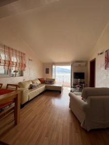 蒂瓦特Villa Mare Apartments的带沙发和桌子的大客厅