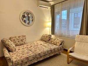 克卢日-纳波卡Bel Dom - The Cosy, 2 bedrooms family apartment的带沙发和窗户的客厅