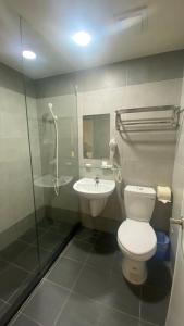 台南太子大饭店的一间带卫生间和水槽的浴室