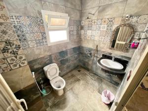 达哈布Oasis Fighting Kangaroo的一间带卫生间和水槽的浴室