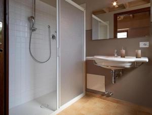 皮蒂利亚诺Villa Vacasio Bio-Eco的带淋浴和盥洗盆的浴室
