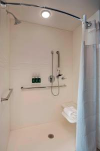 圣保罗Residence Inn by Marriott St. Paul Downtown的带淋浴和浴帘的浴室