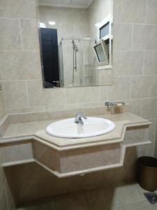 Sheikh Zayedشقه فندقيه بحديقه مستقله بالشيخ زايد的一间带水槽和镜子的浴室