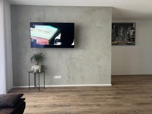 莱茵豪森Fewo Dani的客厅设有壁挂式平面电视。