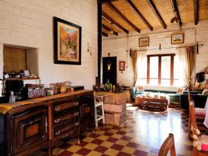 麦马拉La Paleta del Pintor Hosteria的客厅配有柜台和沙发