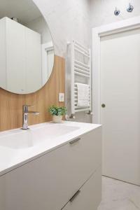 圣塞瓦斯蒂安NUEVO Apartamento en el centro de Donosti的白色的浴室设有水槽和镜子
