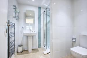 艾斯加斯Colman's of Aysgarth Town Ends的浴室配有卫生间、盥洗盆和淋浴。