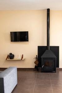 奥萨德蒙铁尔Casa Rural Los Eneares的客厅设有壁炉和电视。