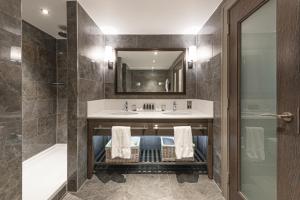 马瑟韦尔达科他欧罗中央酒店的一间带水槽和淋浴的浴室