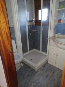 拉科鲁尼亚Casa s.pedro visma的带淋浴、卫生间和盥洗盆的浴室