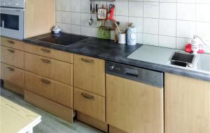 奥利布岛Cozy Home In Olib With Kitchen的厨房配有水槽和炉灶 顶部烤箱