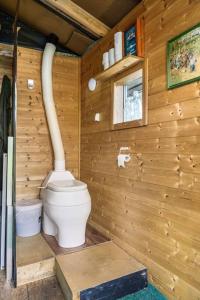 诺托登Bromlebu的木墙浴室设有卫生间