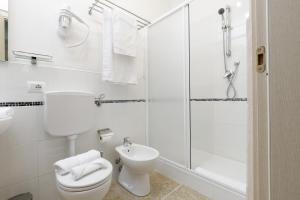 比萨Da Rita Affittacamere的白色的浴室设有卫生间和淋浴。
