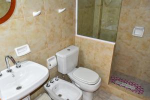 蒂尔卡拉Hotel El Jardin Dante的浴室配有卫生间、盥洗盆和淋浴。