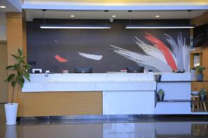 亚的斯亚贝巴IVY Hotel Addis Ababa Airport branch的大堂设有一堵挂有鸟儿画的墙壁