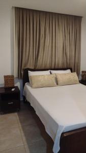皮帕Flat com Terraço Pipa Beleza Resort的卧室配有一张大白色床和窗户