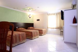 桑托斯蒙特塞拉酒店的酒店客房设有两张床和电视。