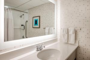 印第安纳波利斯Crowne Plaza Indianapolis-Airport, an IHG Hotel的白色的浴室设有水槽和镜子