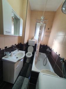 波德戈里察Green House Pejovic的浴室配有卫生间、盥洗盆和浴缸。