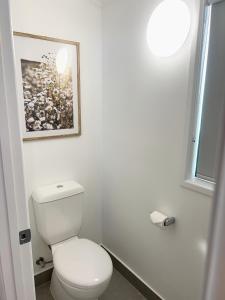 UranganMarlin Villa - Hervey Bay的一间带卫生间的浴室和墙上的照片