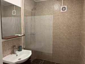 巴克乌Sport Residence的一间带水槽和淋浴的浴室
