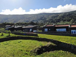 Santo AmaroCasas da Prainha B的山丘上带绿地的房子